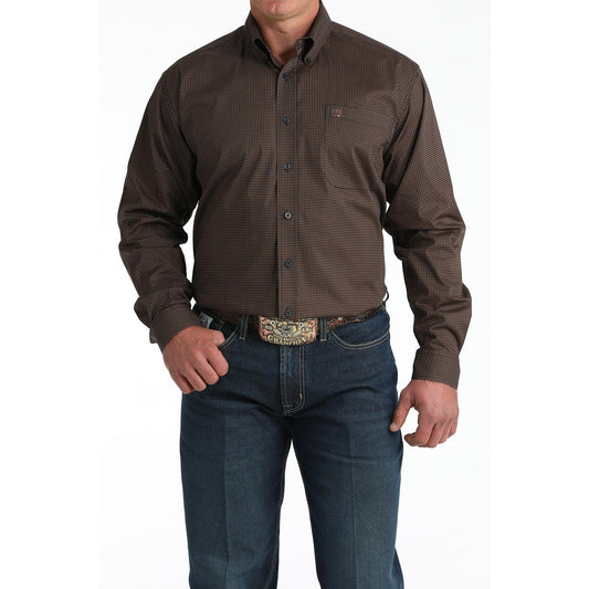 Cinch Men's Long Sleeve Print Shirt - Navy