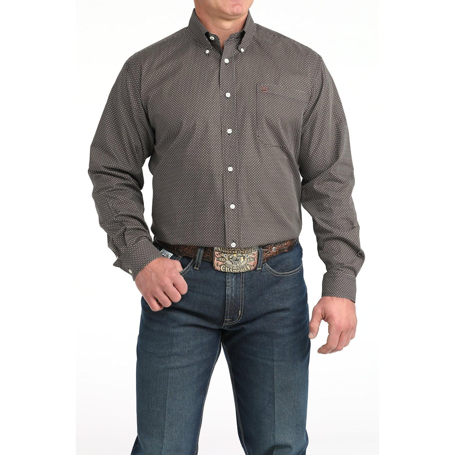 Cinch Men's Long Sleeve Print Shirt - Navy