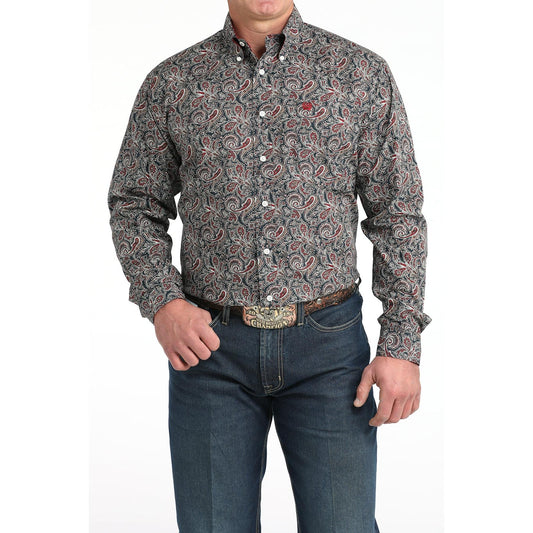 Cinch Men's Long Sleeve Print Shirt - Navy