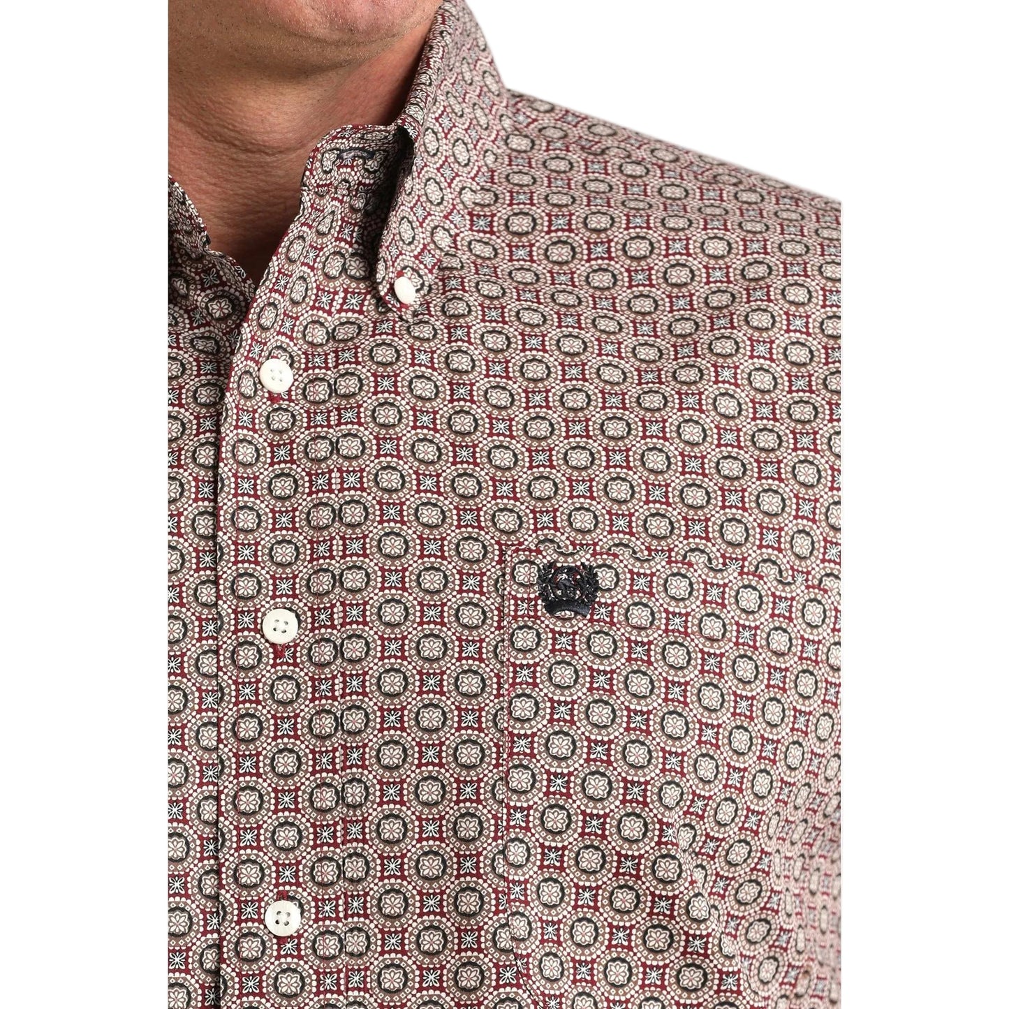 Cinch Men's Long Sleeve Print Shirt - Burgundy