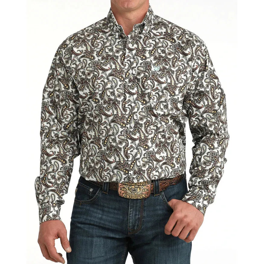 Cinch Men's Long Sleeve Western Shirt - White