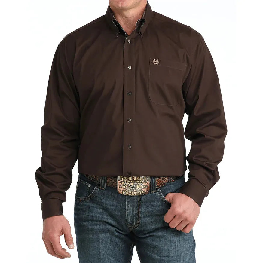Cinch Men's Long Sleeve Western Shirt - Brown