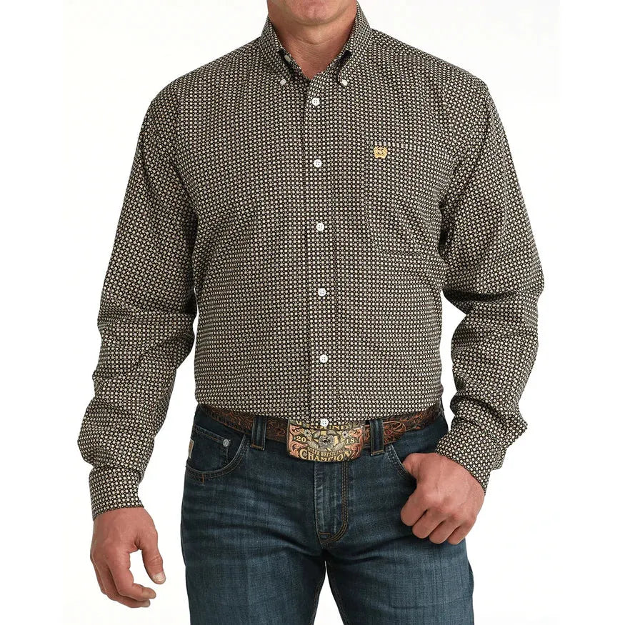 Cinch Men's Long Sleeve Western Shirt - Brown