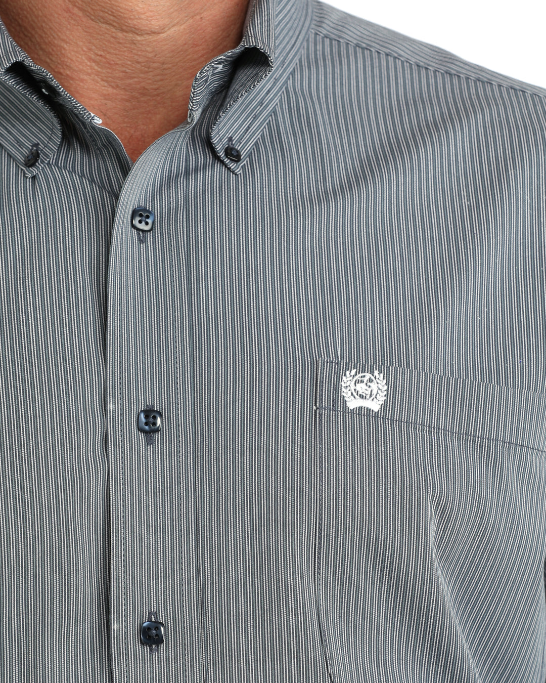Cinch Men's Long Sleeve Stretch Stripe Western Shirt - Navy