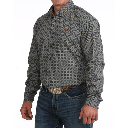 Cinch Men's Long Sleeve Print Western Shirt - Navy