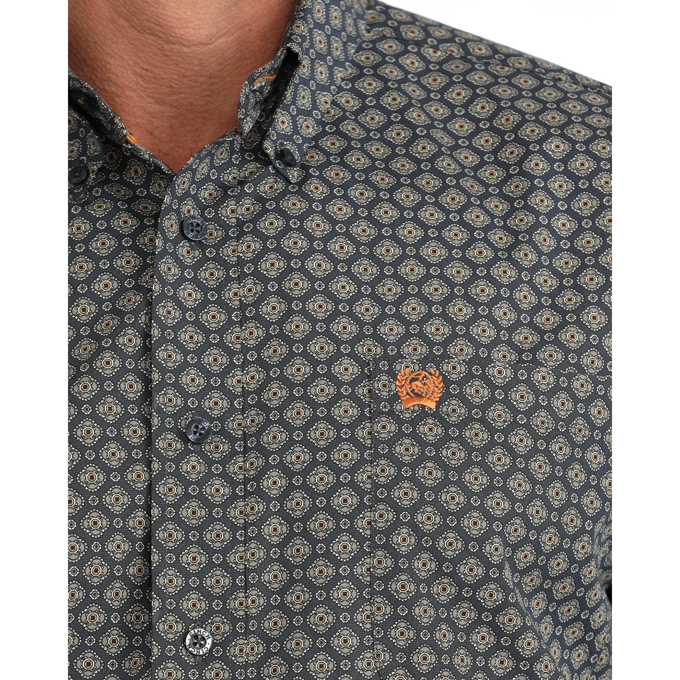 Cinch Men's Long Sleeve Print Western Shirt - Navy