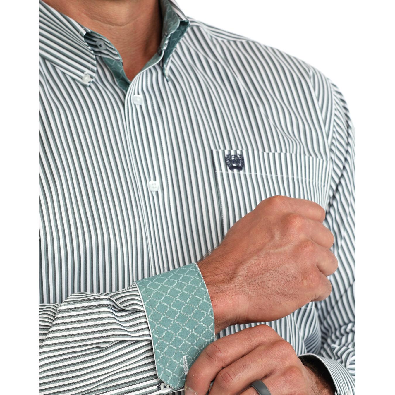 Cinch Men's Long Sleeve Twill Stripe Western Shirt - Blue