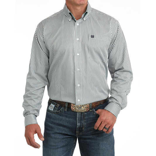 Cinch Men's Long Sleeve Twill Stripe Western Shirt - Blue