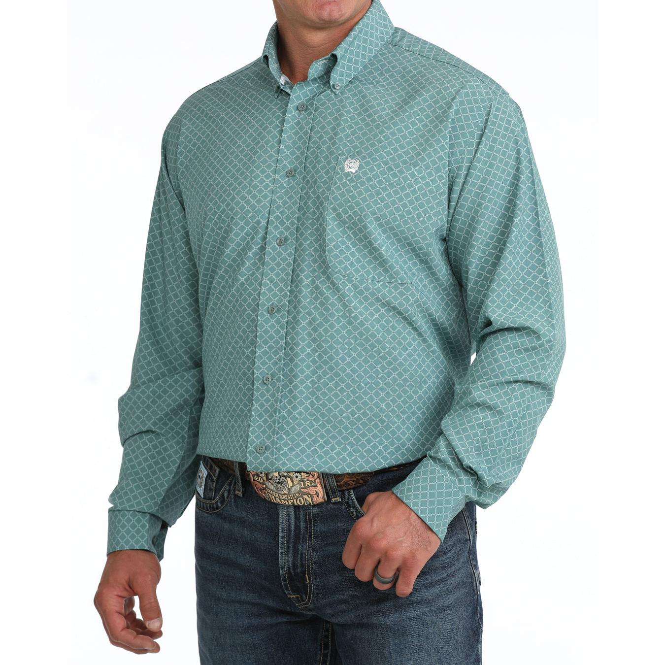 Cinch Men's Long Sleeve Print Arenaflex Shirt - Blue