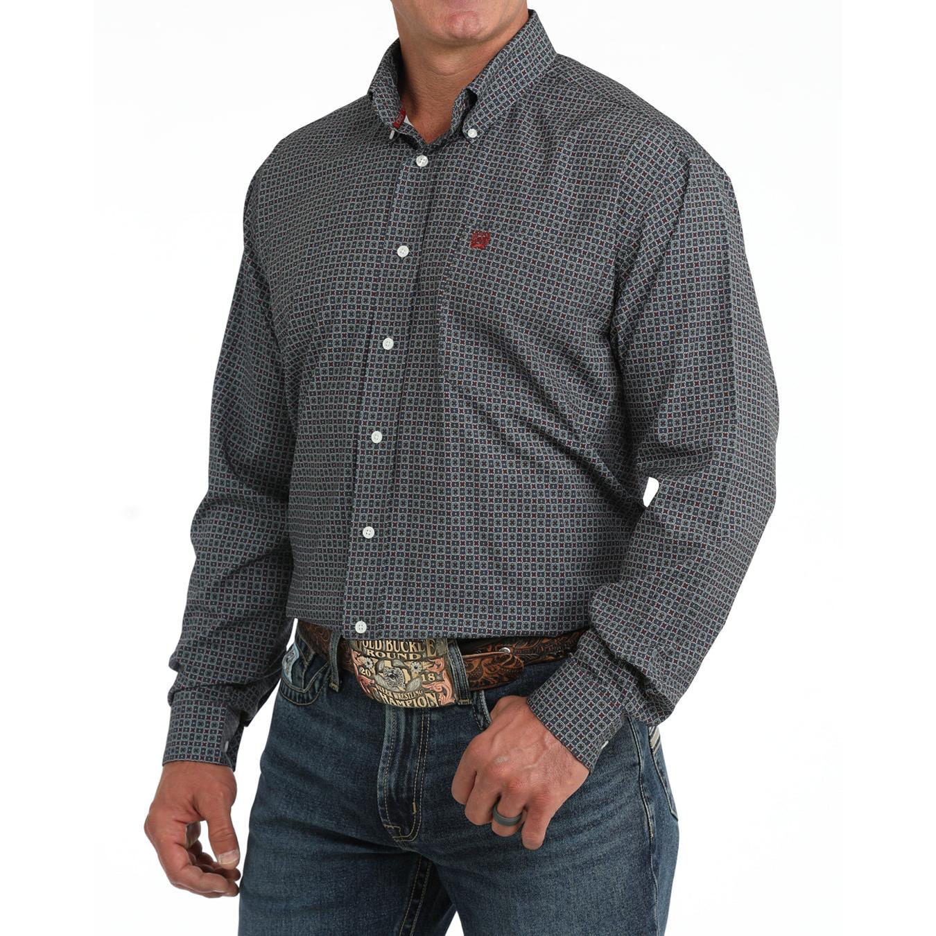 Cinch Men's Long Sleeve Print Arenaflex Shirt - Blue