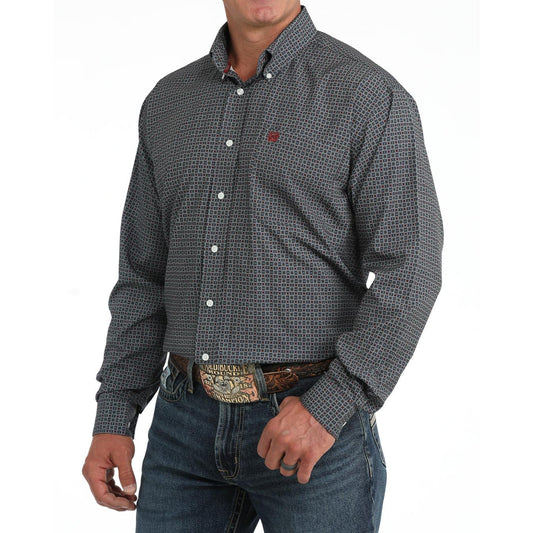 Cinch Men's Long Sleeve Print Arenaflex Shirt - Blue