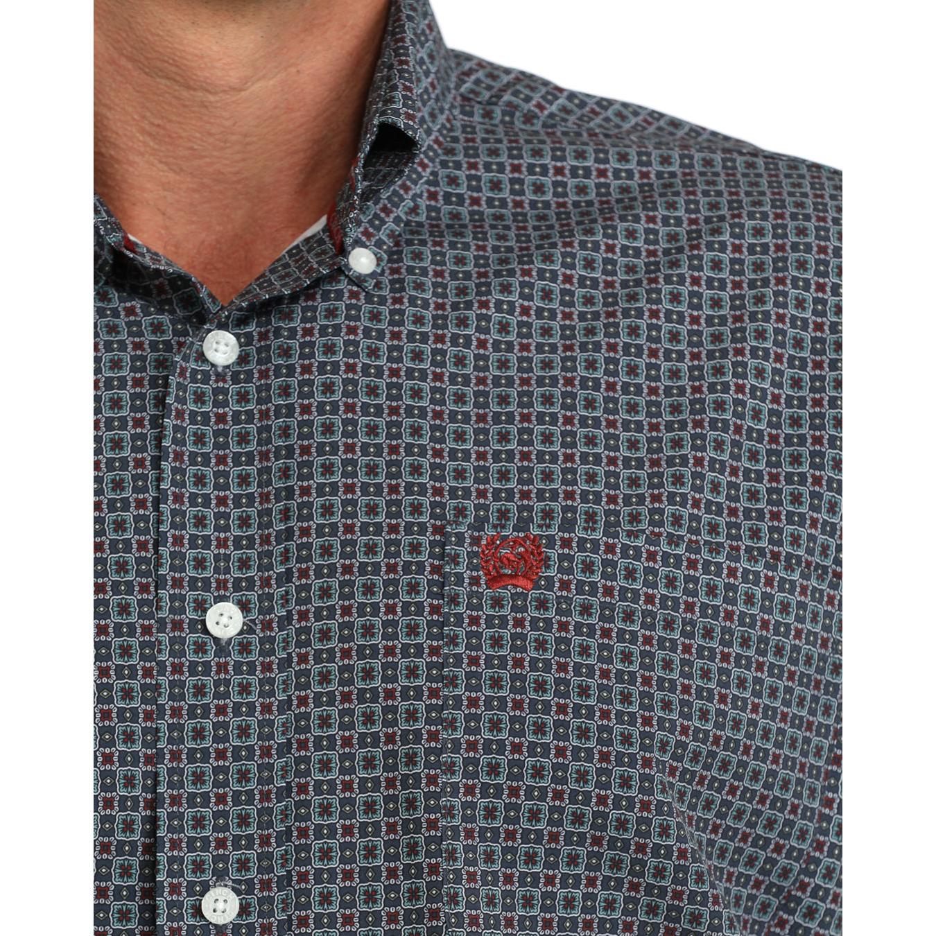 Cinch Men's Long Sleeve Print Arenaflex Shirt - Blue