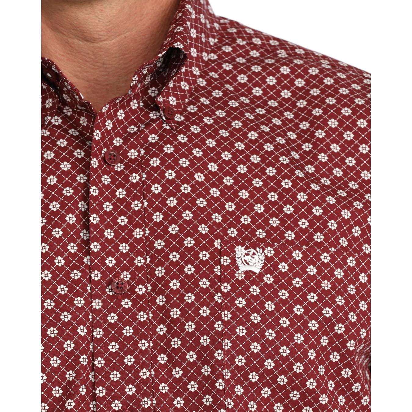 Cinch Men's Long Sleeve Print Western Shirt - Burgundy