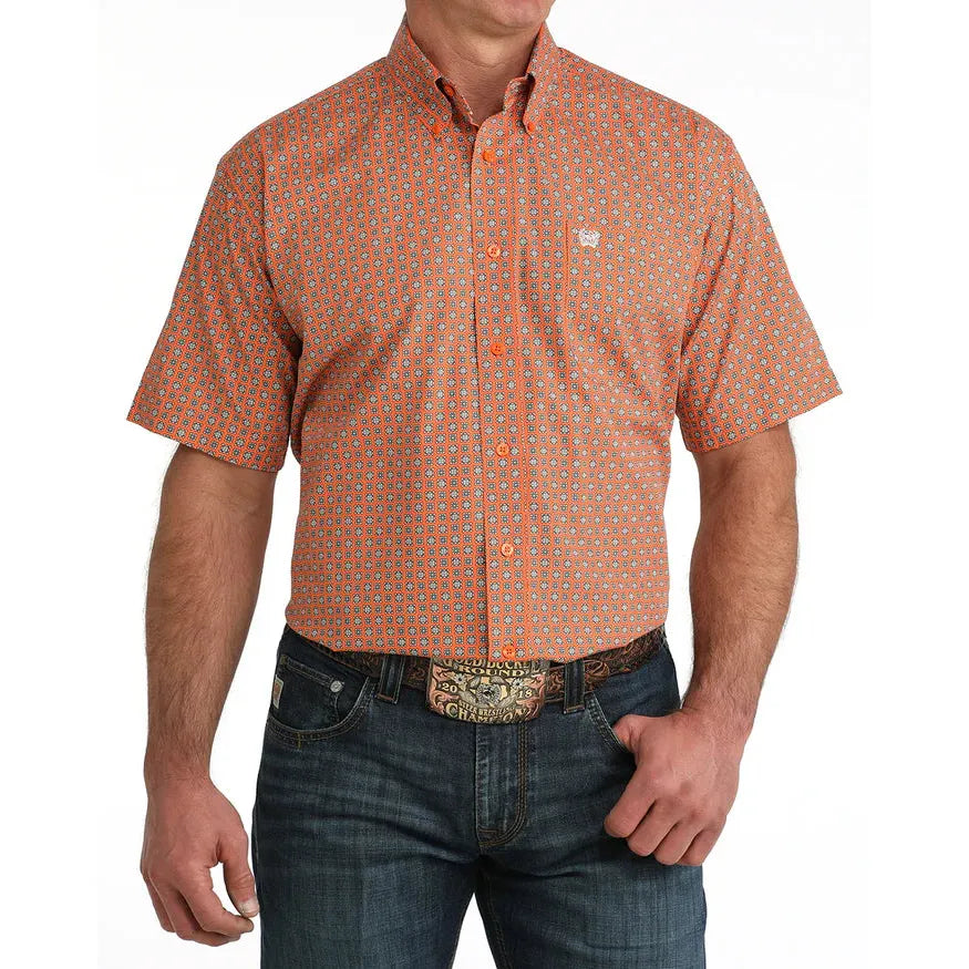 Cinch Men's Short Sleeve Western Shirt - Orange