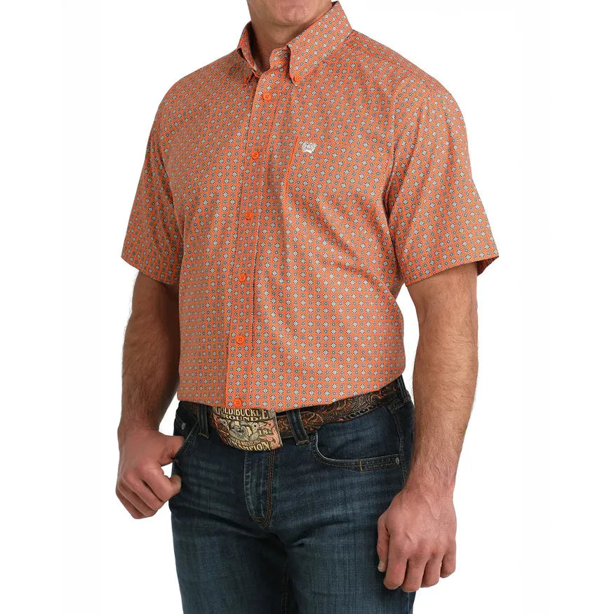 Cinch Men's Short Sleeve Western Shirt - Orange