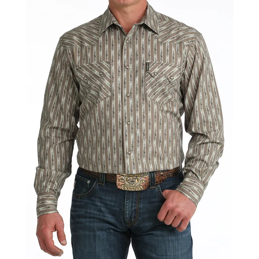Cinch Men's Long Sleeve Western Shirt - Stone
