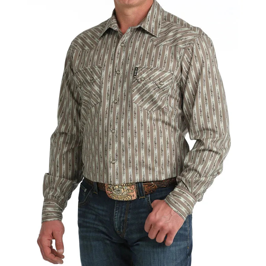 Cinch Men's Long Sleeve Western Shirt - Stone