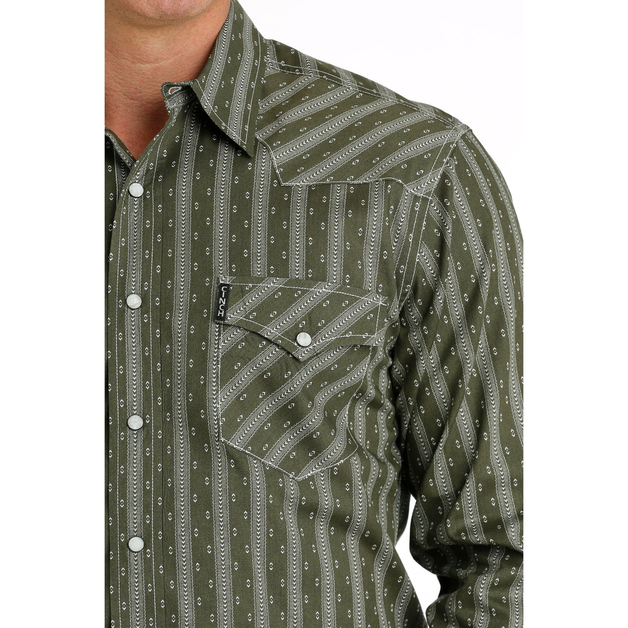 Cinch Men's Long Sleeve Modern Fit Print Shirt - Olive