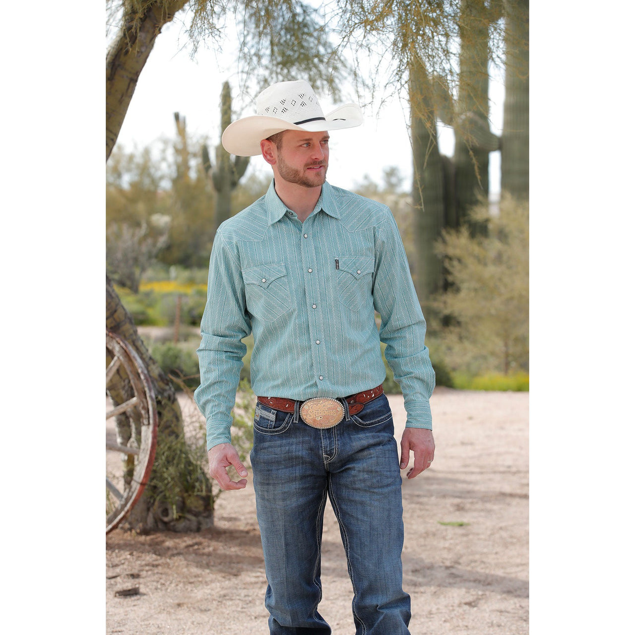 Cinch Men's Long Sleeve Modern Fit Shirt - Turquoise