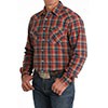 Cinch Men's Modern Fit Plaid Snap Front Western Shirt- Red/Navy