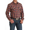 Cinch Men's Modern Fit Plaid Snap Front Western Shirt- Red/Navy