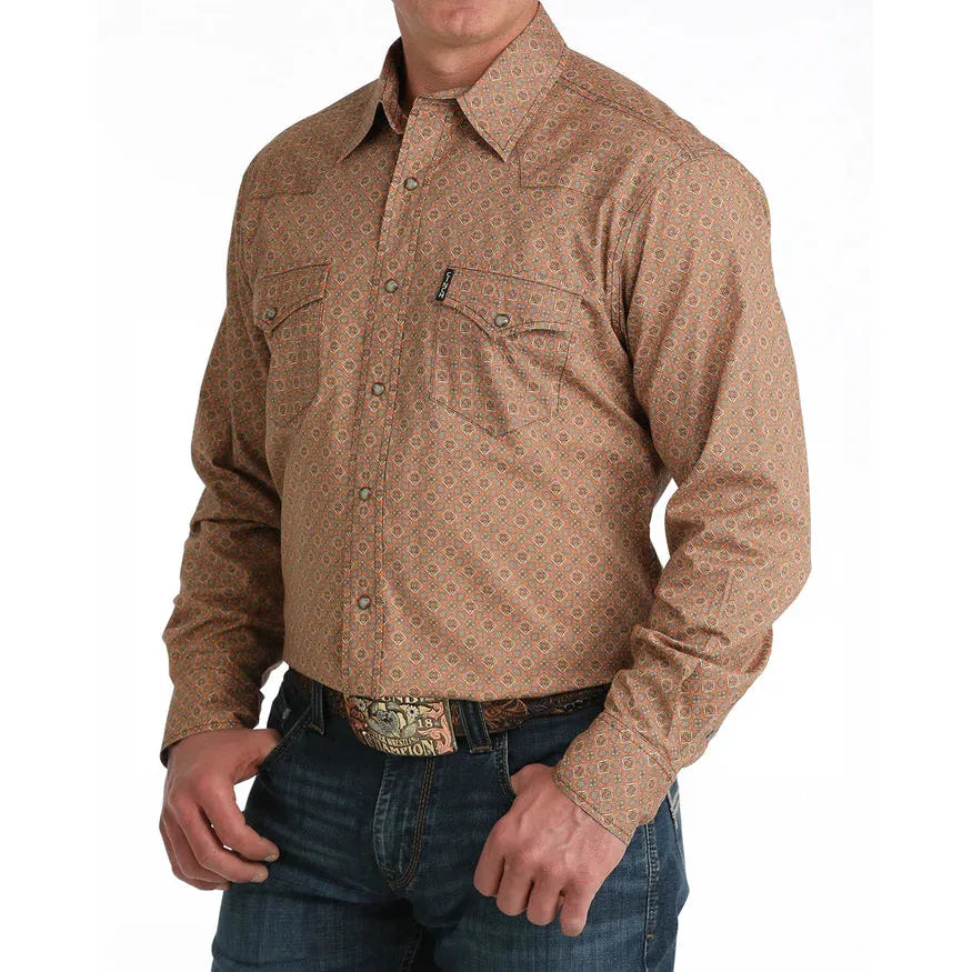 Cinch Men's Long Sleeve Western Shirt - Orange