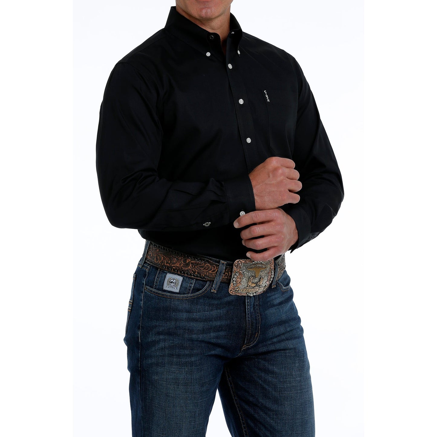 Cinch Men's Modern Western Long Sleeve Shirt - Black
