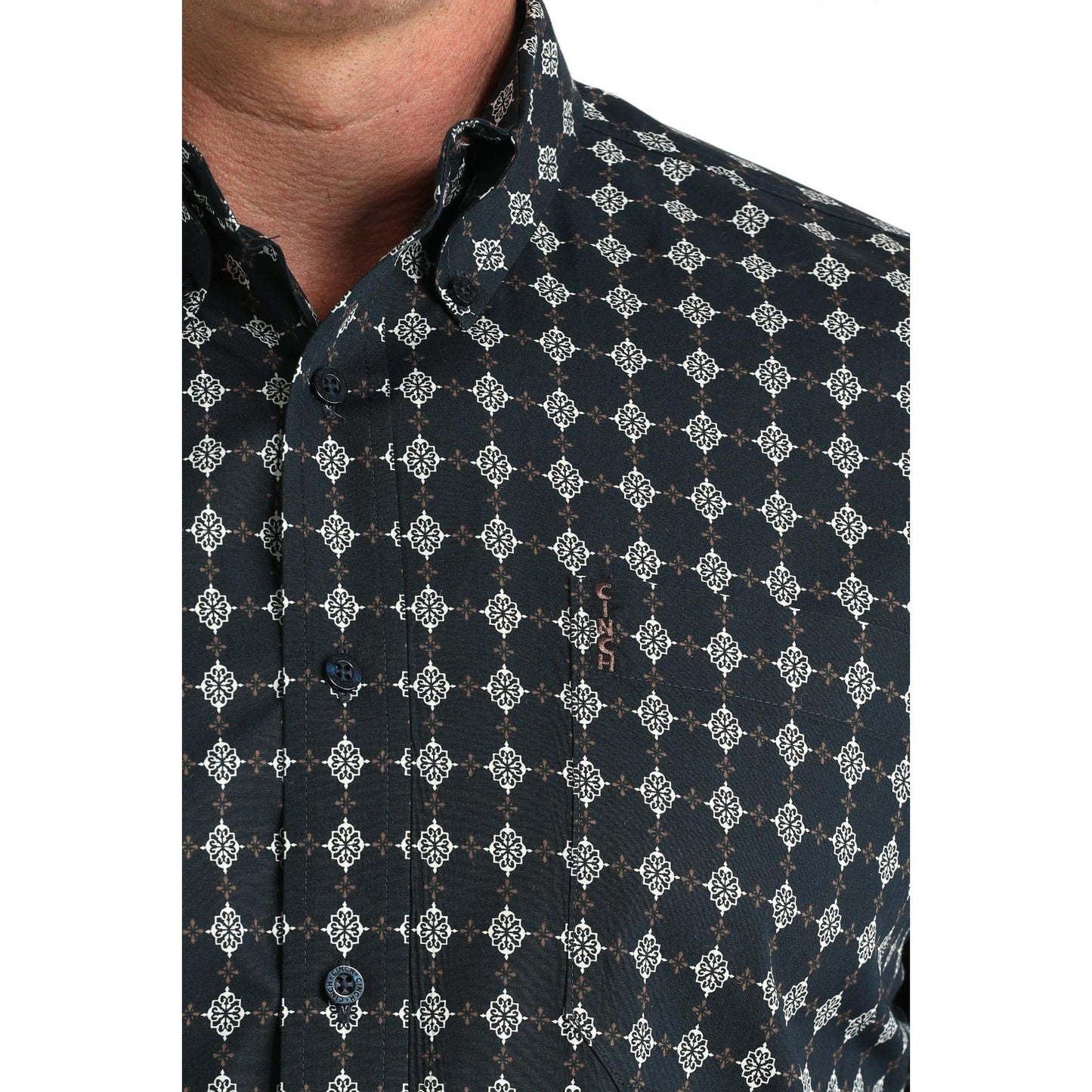Cinch Men's Long Sleeve Print Shirt - Navy