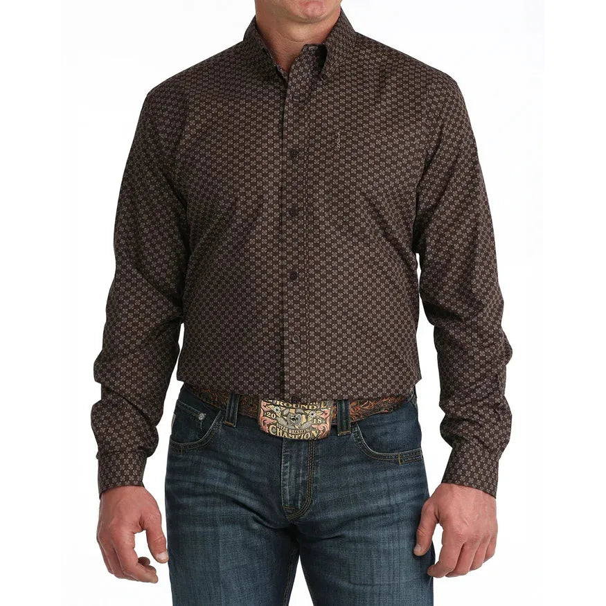 Cinch Men's Long Sleeve Western Shirt - Brown
