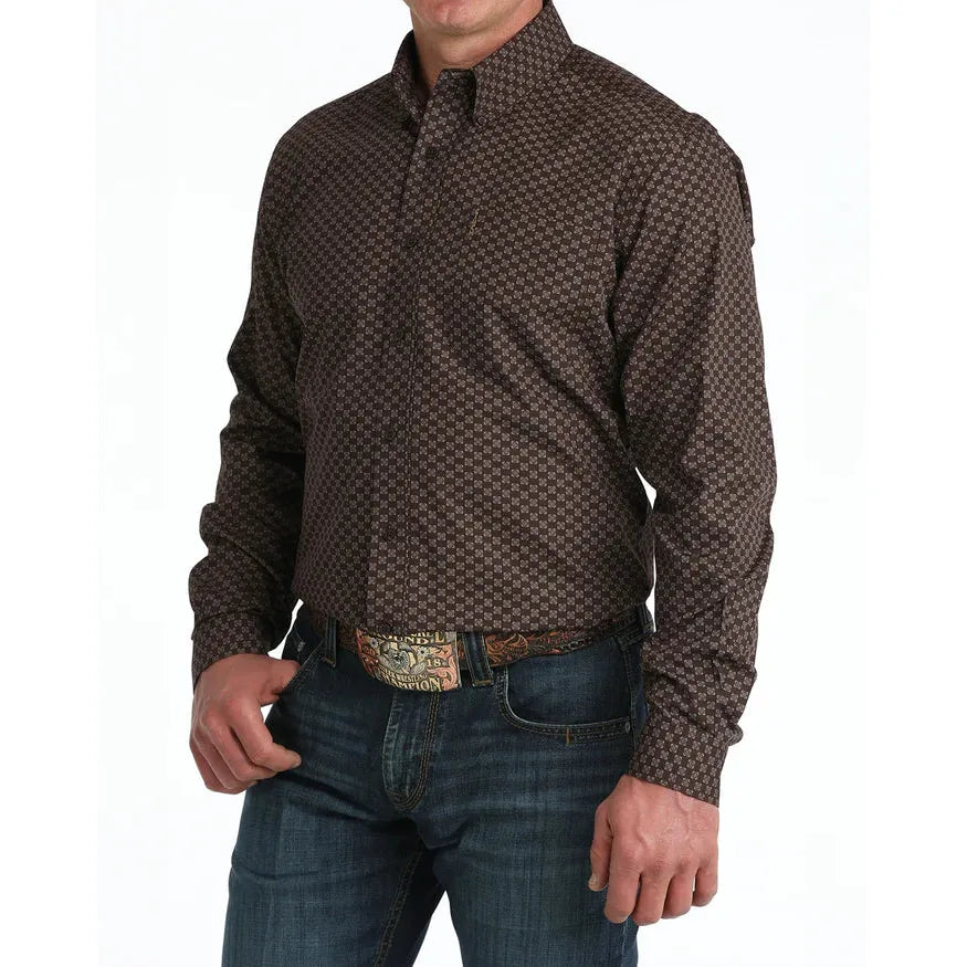 Cinch Men's Long Sleeve Western Shirt - Brown