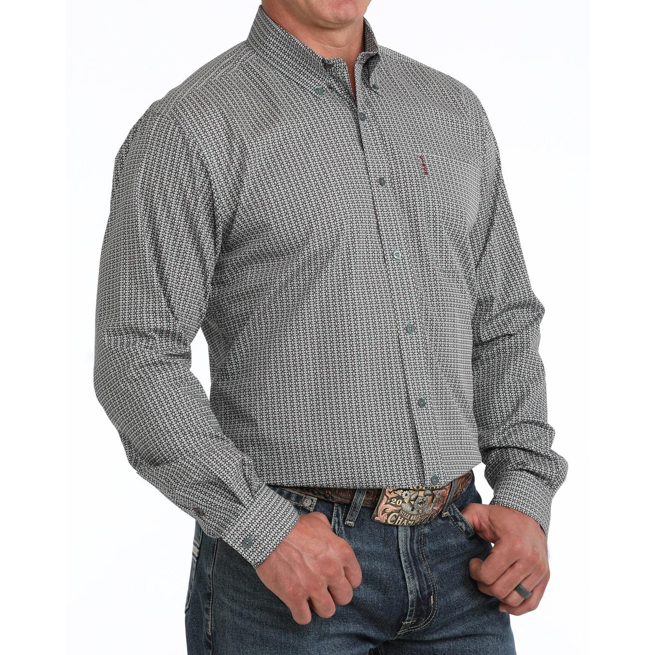 Cinch Men's Modern Fit Long Sleeve Print Western Shirt - Blue