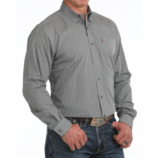 Cinch Men's Modern Fit Long Sleeve Print Western Shirt - Blue