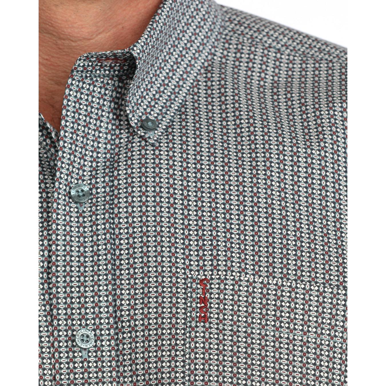Cinch Men's Modern Fit Long Sleeve Print Western Shirt - Blue