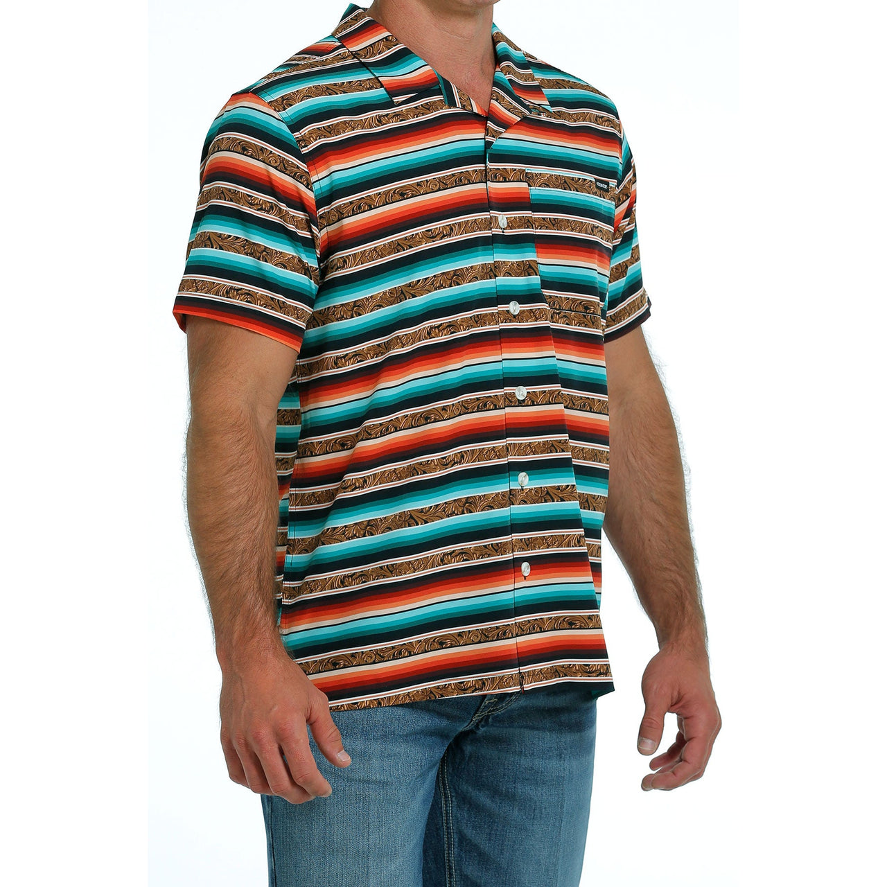 Cinch Men's Western Short Sleeve Camp Button - Multi-colour