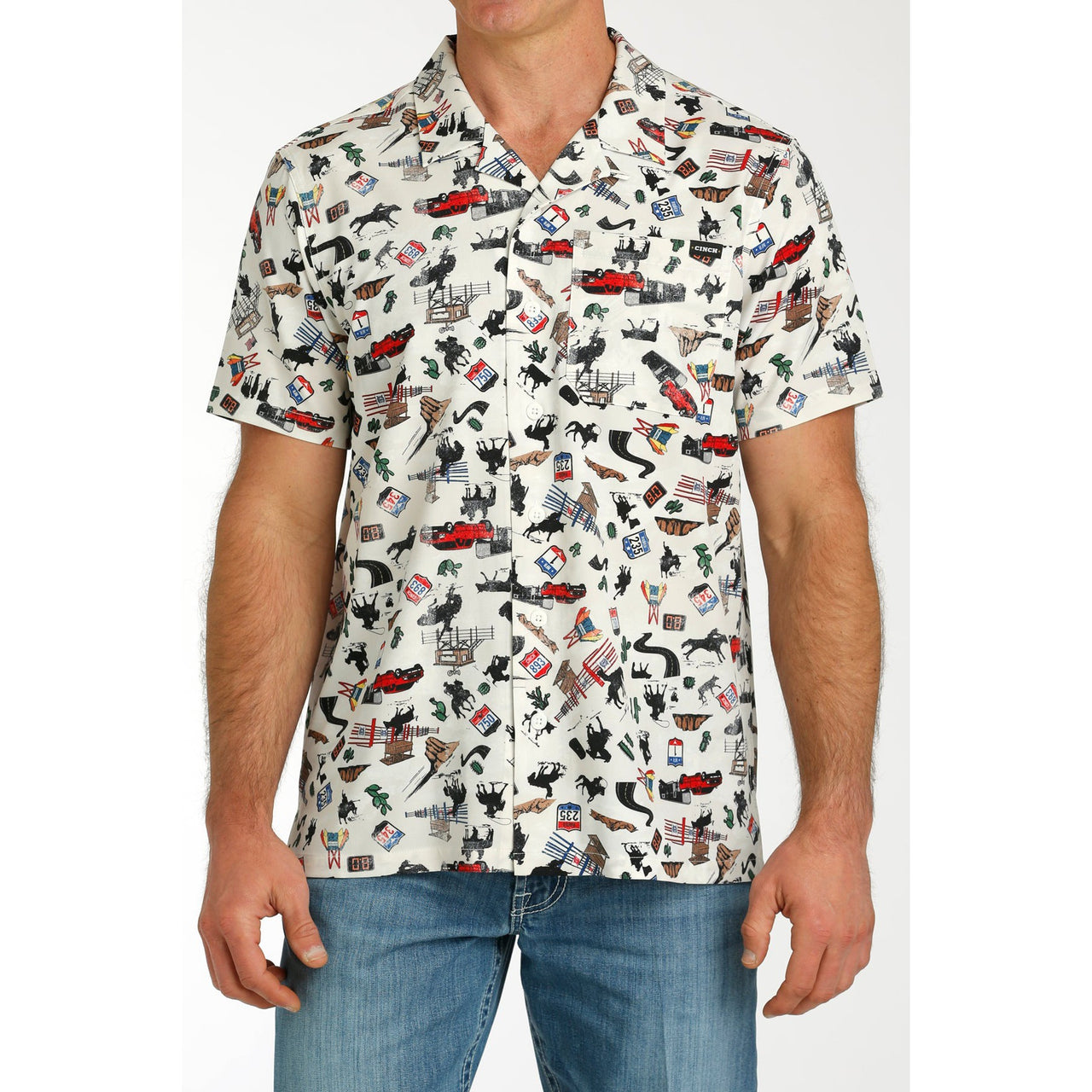 Cinch Men's Short Sleeve Camp Shirt - White