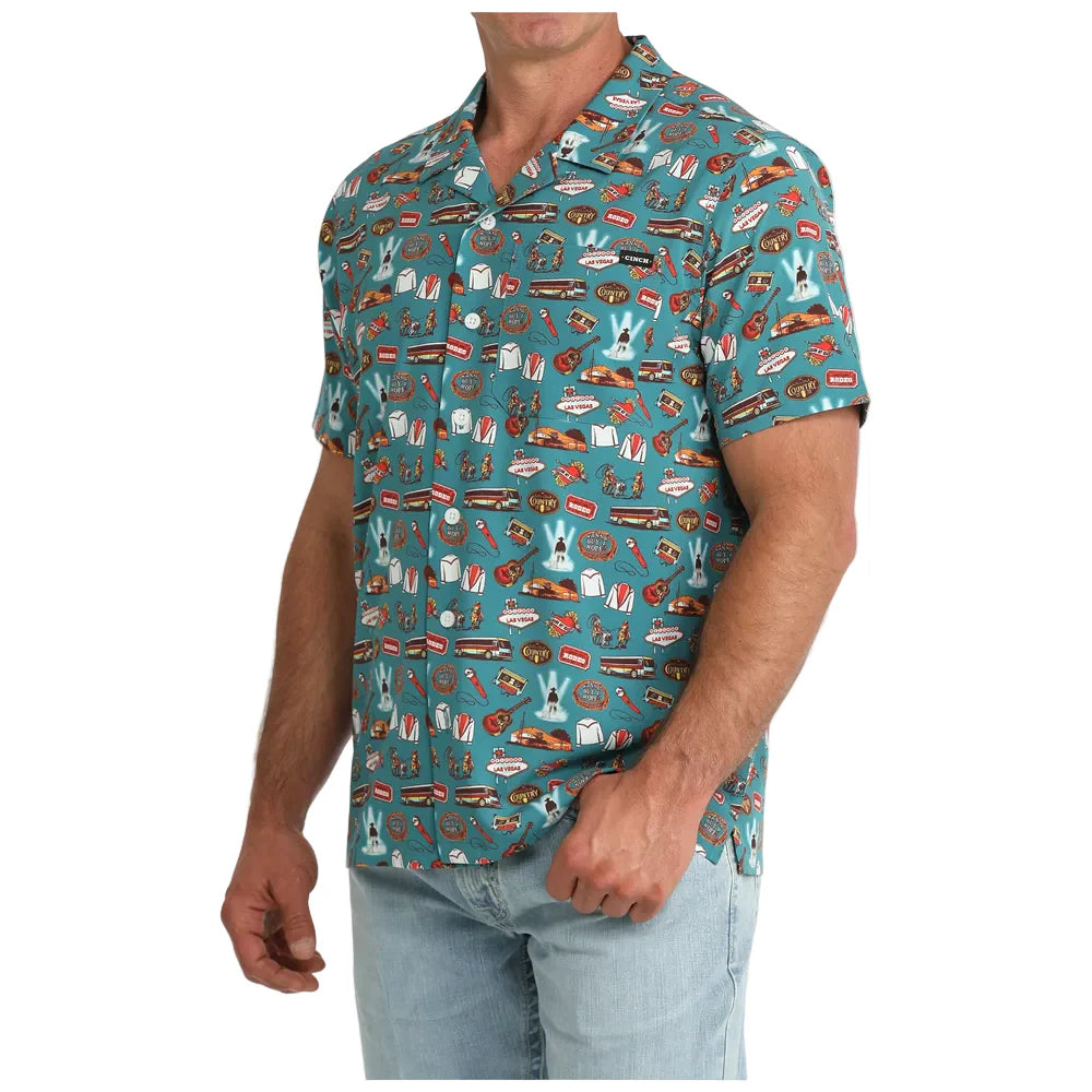 Cinch Men's Short Sleeve Camp Shirt- Teal