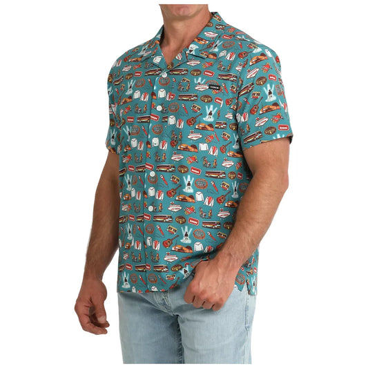 Cinch Men's Short Sleeve Camp Shirt- Teal