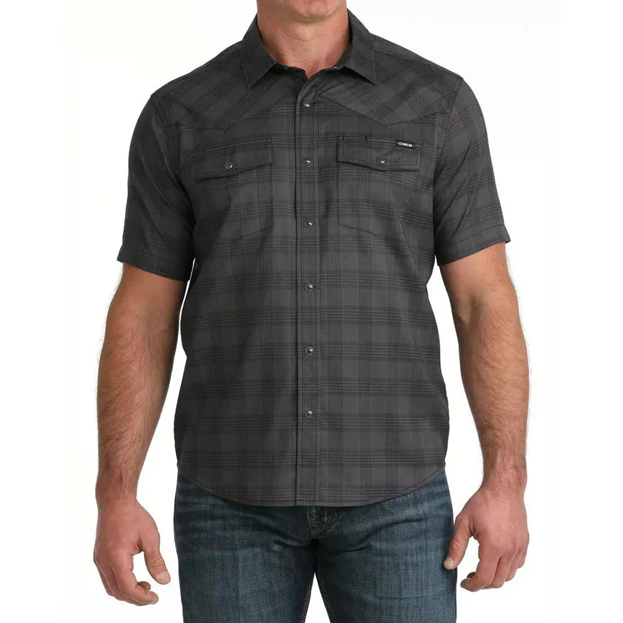 Cinch Men's Short Sleeve Arena flex Camp Shirt - Black