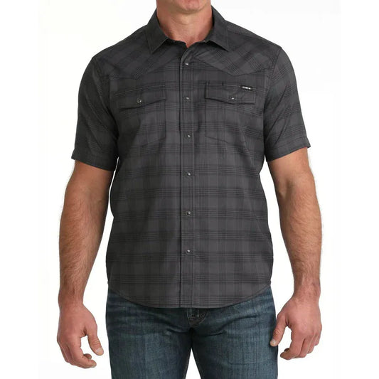 Cinch Men's Short Sleeve Arena flex Camp Shirt - Black