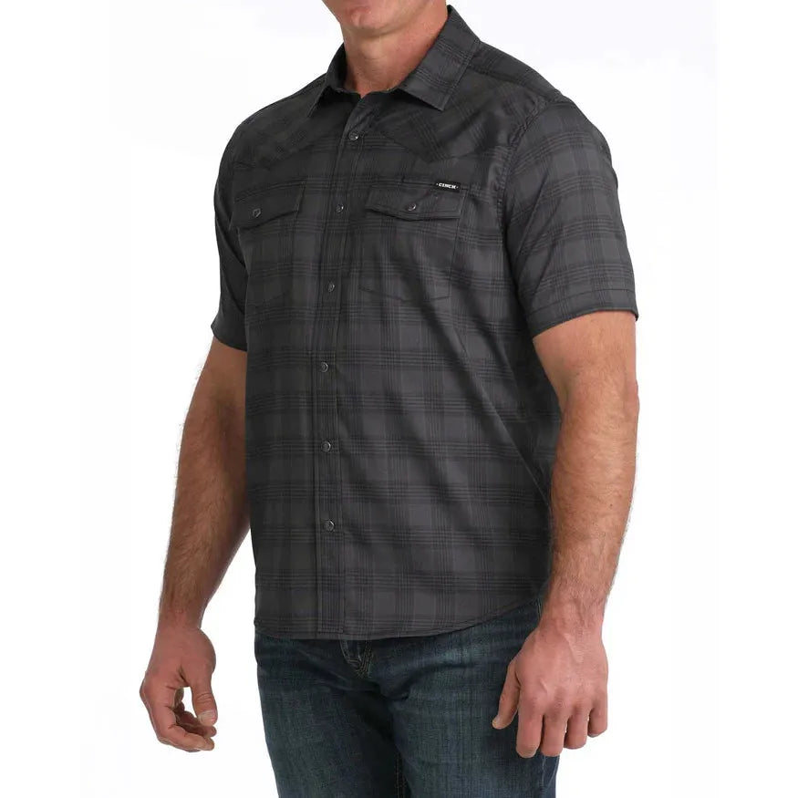 Cinch Men's Short Sleeve Arena flex Camp Shirt - Black