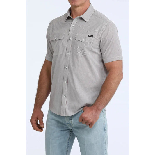 Cinch Men's Short Sleeve Camp Shirt- Burgundy
