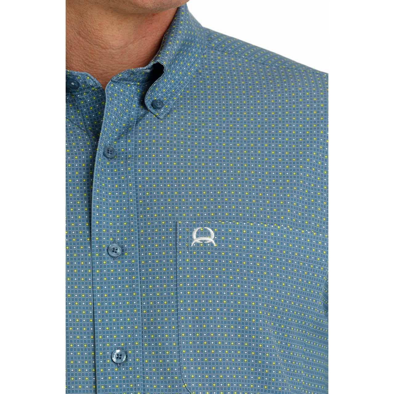 Cinch Men's Arenaflex Geometric Print Button-Down T-Shirt - Blue