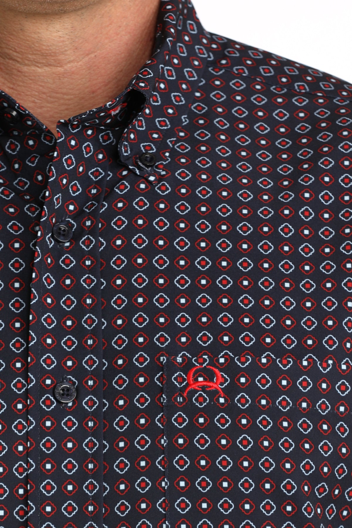 Cinch Men's Short Sleeve Arenaflex Print Shirt - Navy