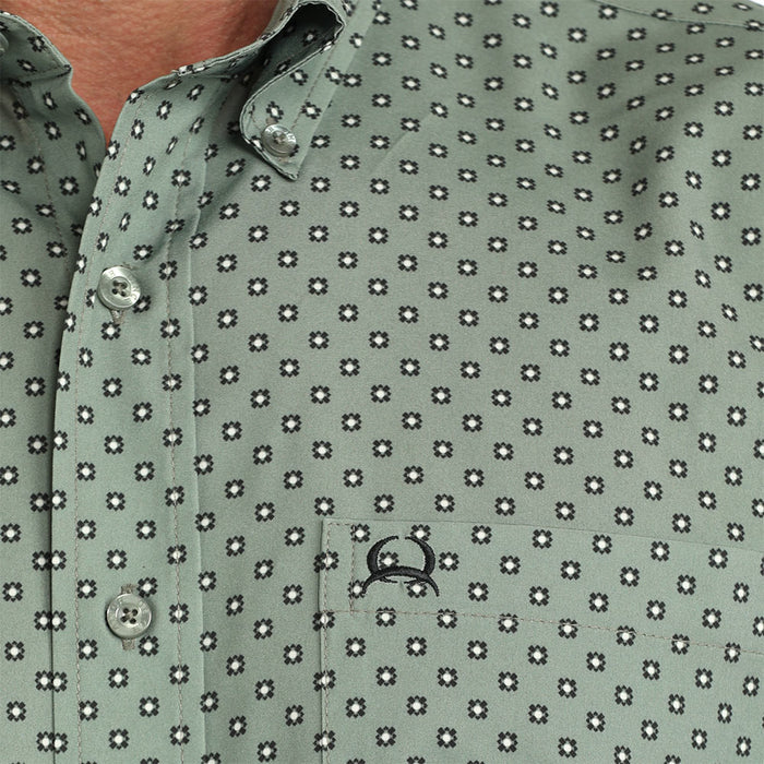 Cinch Men's Short Sleeve Arenaflex Print Shirt- Olive
