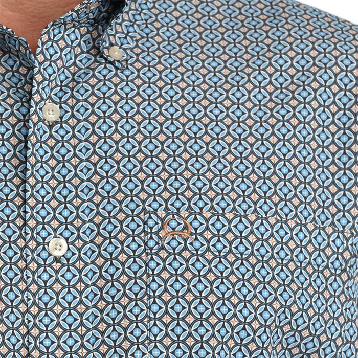 Cinch Men's Short Sleeve Arenaflex Print Shirt- Blue