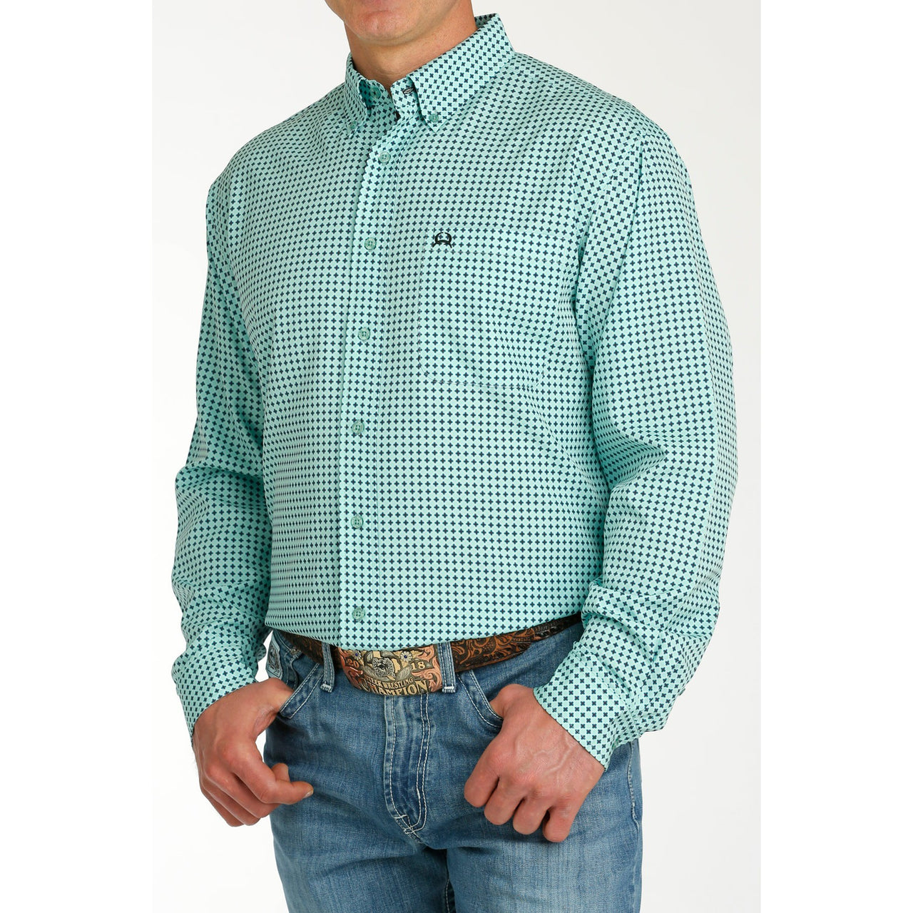 Cinch Men's Long Sleeve Arena Flex-TURQUOISE