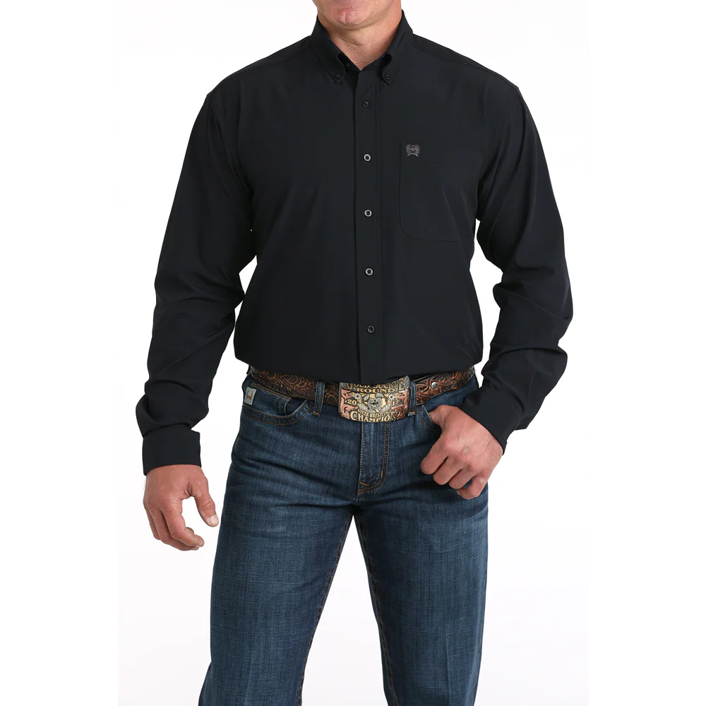 Cinch Men's Arenaflex Western Button Down Long Sleeve Shirt - Black