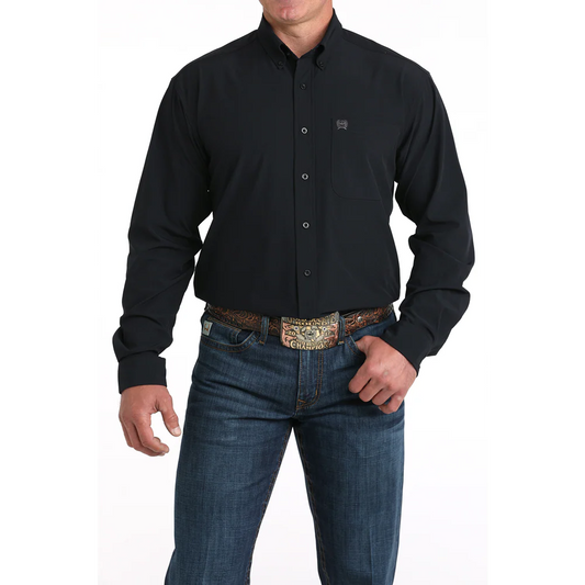 Cinch Men's Arenaflex Western Button Down Long Sleeve Shirt - Black