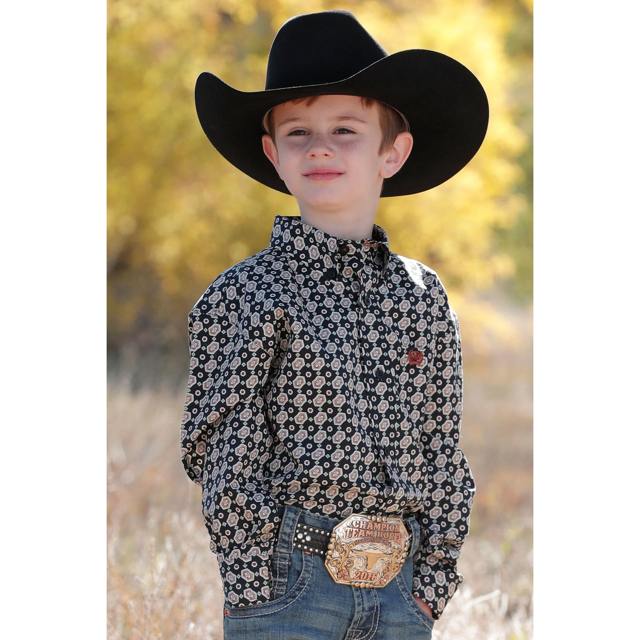 Cinch Kid's Long Sleeve Buttondown Shirt - Black