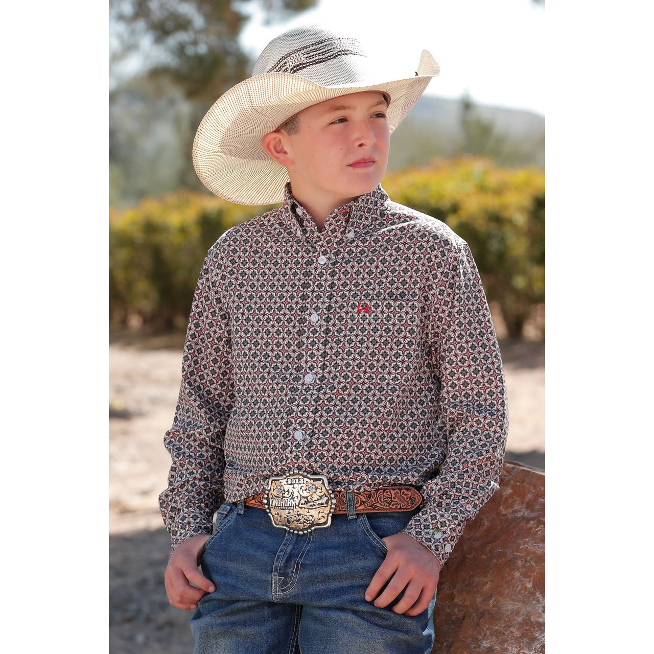 Cinch Boy's Arenaflex Print Button-Down Shirt - Multi